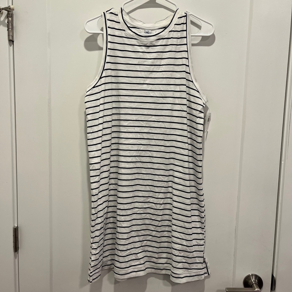 Old Navy Womens Striped Sleeveless Shift Mini Dress‎ White Navy Blue Size M NWT
